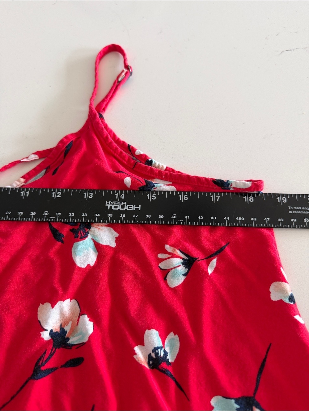 SO Red Floral Lightweight Slip Dress. Sleeveless, Adjustable Straps. Size L. - Picture 9 of 13
